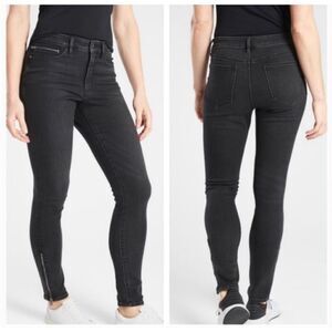 Athleta Jeans Women's 10 Black Sculptek Ankle Zip Ultra Skinny High Rise Denim